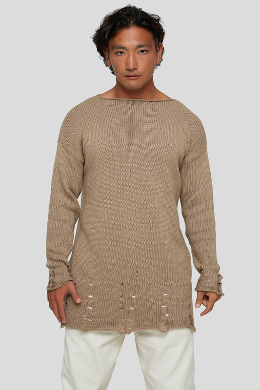 Breathable knitted mocca sweater from Bali designed by Mara Sireno